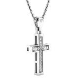 0.08 Carat (ctw) Sterling Silver Round Diamond Ladies Cross Pendant (Silver Chain Included)