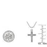0.08 Carat (ctw) Sterling Silver Round Diamond Ladies Cross Pendant (Silver Chain Included)