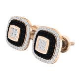 0.63 Carat (ctw) 10K Rose Gold Princess & Round White & Black Diamond Ladies Stud Earrings