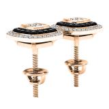 0.63 Carat (ctw) 10K Rose Gold Princess & Round White & Black Diamond Ladies Stud Earrings