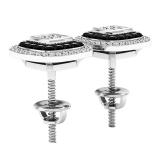 0.63 Carat (ctw) 10K White Gold Princess & Round White & Black Diamond Ladies Stud Earrings