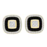 0.63 Carat (ctw) 10K Yellow Gold Princess & Round White & Black Diamond Ladies Stud Earrings
