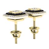 0.63 Carat (ctw) 10K Yellow Gold Princess & Round White & Black Diamond Ladies Stud Earrings