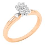 0.15 Carat (ctw) 10K Rose Gold Round White Diamond Ladies Cluster Promise Ring