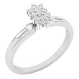 0.15 Carat (ctw) 10K White Gold Round White Diamond Ladies Cluster Promise Ring