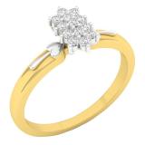 0.15 Carat (ctw) 10K Yellow Gold Round White Diamond Ladies Cluster Promise Ring