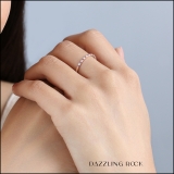 10K Rose Gold Round Amethyst & White Diamond Ladies Anniversary Stackable Wedding Band