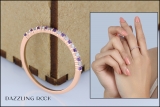 10K Rose Gold Round Amethyst & White Diamond Ladies Anniversary Stackable Wedding Band