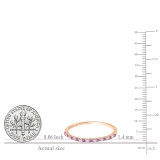 10K Rose Gold Round Amethyst & White Diamond Ladies Anniversary Stackable Wedding Band