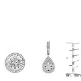 1.10 Carat (ctw) 10K White Gold Princess & Round White Diamond Ladies Dangling Drop Earrings 1 CT
