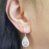 1.10 Carat (ctw) 10K White Gold Princess & Round White Diamond Ladies Dangling Drop Earrings 1 CT