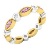 Yellow Gold Plated Sterling Silver Round Pink Sapphire & White Cubic Zirconia Ladies Wedding Band