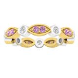 Yellow Gold Plated Sterling Silver Round Pink Sapphire & White Cubic Zirconia Ladies Wedding Band