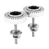 0.30 Carat (ctw) Sterling Silver Round Black & White Diamond Ladies Cluster Stud Earrings 1/3 CT