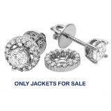 0.30 Carat (ctw) 14K White Gold Round Diamond Removable Jackets for Stud Earrings 1/3 CT