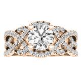 1.25 Carat (cttw) Round Diamond Crossover Ladies Promise Ring 1 1/4 CT 18K Rose Gold