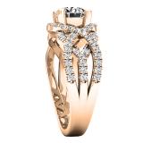 1.25 Carat (cttw) Round Diamond Crossover Ladies Promise Ring 1 1/4 CT 18K Rose Gold