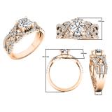 1.25 Carat (cttw) Round Diamond Crossover Ladies Promise Ring 1 1/4 CT 18K Rose Gold
