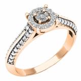 0.12 Carat (ctw) 10K Rose Gold Round White Diamond Ladies Vintage Bridal Engagement Ring