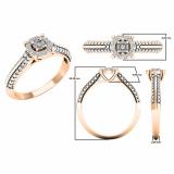 0.12 Carat (ctw) 10K Rose Gold Round White Diamond Ladies Vintage Bridal Engagement Ring