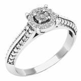 0.12 Carat (ctw) 10K White Gold Round White Diamond Ladies Vintage Bridal Engagement Ring