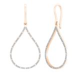 0.20 Carat (ctw) 10K Rose Gold Round White Diamond Ladies Teardrop Earrings 1/5 CT