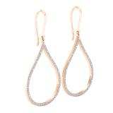 0.20 Carat (ctw) 10K Rose Gold Round White Diamond Ladies Teardrop Earrings 1/5 CT