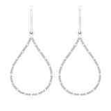 0.20 Carat (ctw) 10K White Gold Round White Diamond Ladies Teardrop Earrings 1/5 CT