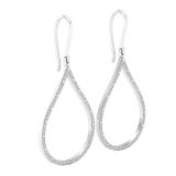 0.20 Carat (ctw) 10K White Gold Round White Diamond Ladies Teardrop Earrings 1/5 CT