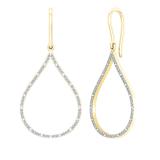 0.20 Carat (ctw) 10K Yellow Gold Round White Diamond Ladies Teardrop Earrings 1/5 CT