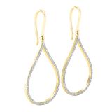 0.20 Carat (ctw) 10K Yellow Gold Round White Diamond Ladies Teardrop Earrings 1/5 CT