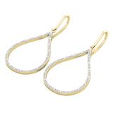 0.20 Carat (ctw) 10K Yellow Gold Round White Diamond Ladies Teardrop Earrings 1/5 CT