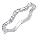 0.20 Carat (ctw) 10K White Gold Round White Diamond Ladies Wedding Contour Stackable Band 1/5 CT