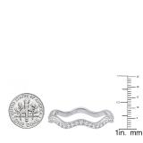 0.20 Carat (ctw) 10K White Gold Round White Diamond Ladies Wedding Contour Stackable Band 1/5 CT