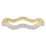 0.20 Carat (ctw) 14K Yellow Gold Round White Diamond Ladies Wedding Contour Stackable Band 1/5 CT