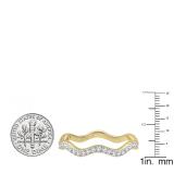 0.20 Carat (ctw) 14K Yellow Gold Round White Diamond Ladies Wedding Contour Stackable Band 1/5 CT