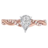 0.15 Carat (ctw) 10K White & Rose Gold Round Diamond Ladies Twisted Pear Shape Engagement Ring