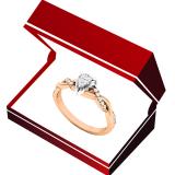 0.15 Carat (ctw) 10K White & Rose Gold Round Diamond Ladies Twisted Pear Shape Engagement Ring