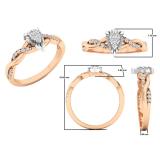 0.15 Carat (ctw) 10K White & Rose Gold Round Diamond Ladies Twisted Pear Shape Engagement Ring