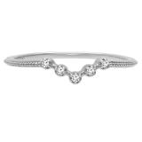 0.05 Carat (ctw) 10K White Gold Round Diamond Ladies Five Stone Chevron Wedding Band