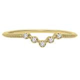 0.05 Carat (ctw) 10K Yellow Gold Round Diamond Ladies Five Stone Chevron Wedding Band