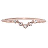 0.05 Carat (ctw) 14K Rose Gold Round Diamond Ladies Five Stone Chevron Wedding Band