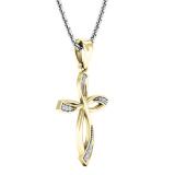 0.03 Carat (ctw) 18K Yellow Gold Round Diamond Ladies Cross Pendant (Silver Chain Included)