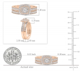 0.60 Carat (ctw) 18K Rose Gold Round Diamond Bridal Halo Style Engagement Ring Set