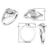 0.25 Carat (ctw) 10K White Gold Round Diamond Ladies Twisted Bridal Cluster Engagement Ring 1/4 CT