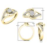 0.25 Carat (ctw) 10K Yellow Gold Round Diamond Ladies Twisted Bridal Cluster Engagement Ring 1/4 CT