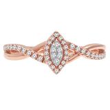 0.20 Carat (ctw) 10K Rose Gold Round Diamond Bridal Marquise Shaped Engagement Ring 1/5 CT