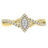 0.20 Carat (ctw) 10K Yellow Gold Round Diamond Bridal Marquise Shaped Engagement Ring 1/5 CT
