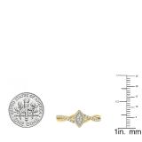 0.20 Carat (ctw) 10K Yellow Gold Round Diamond Bridal Marquise Shaped Engagement Ring 1/5 CT