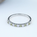 10K White Gold Round Peridot & White Diamond Ladies Stackable Anniversary Wedding Band